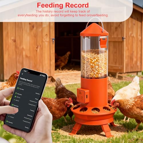 Automatic Chicken Feeder, Smart Chicken Coop Accessories, APP Smart Remote Control Chicken Feeders No Waste, Preset Feeder Schedule, 9 Chicken Feeder Port, Professional Poultry Feeding Equipment