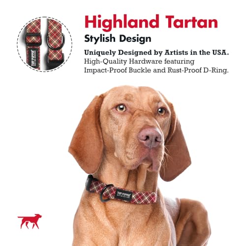 Tuff Pupper Premium Adjustable Dog Collar, Stylish Pattern Collars Designed in USA, Quick Release Buckle, Highland Tartan Small (0.7 Inch Wide x 8-12 Inch Neck) - color: Highland Tartan, size: Small