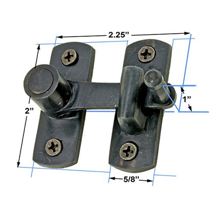 Renovators Supply Manufacturing Door Latch 2 in. Oil Rubbed Bronze Gate Latch/Barn Door Latch Lock with Mounting Hardware - color: Oil Rubbed Bronze
