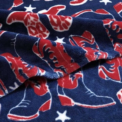 Wrangler - Soft Plush Throw Blanket for Bed & Couch, 50x70 - color: Knocking Boots Blue, size: 50" x 70"