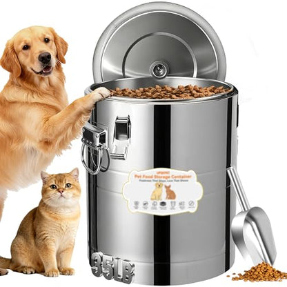UPSKYPET35lb Dog Food Storage Container, Airtight Stainless Steel - size: 35lb