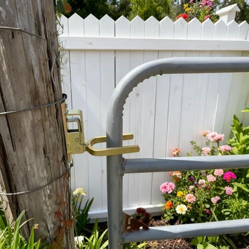 Gate Locks for Outdoor Fence - Instant Locking Gate Latch Rust-Resistant Steel One-Hand Install for Wood/Metal/Vinyl Gates (1 PC)