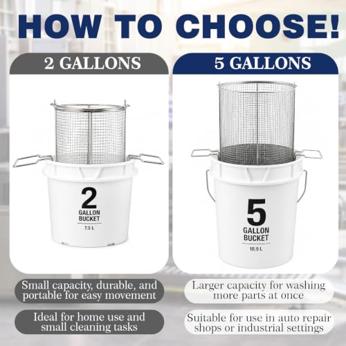 1 Pcs 1/4″ Mesh 2 Gallon Dip and Drain Stainless Steel Part Cleaning Strainer Basket for Buckets Swing Handle for Mechanics Auto Parts Washing Garage Shop & Home Workshop, Bucket Not Included - size: 2 Gallon,1/4″