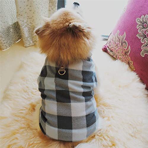 Dog Sweater, Soft Fleece Vest with Leash Ring Pullover Jacket Winter Pet Dog Clothes for Puppy Small Dog Cat Teddy Chihuahua Yorkshire for Christmas (Small, Blue Grey Plaid) | Winter Jacket,Pet Clothing,Dog Clothes,Puppy,For Small Dogs Cats,Teddy,Cat Appa
