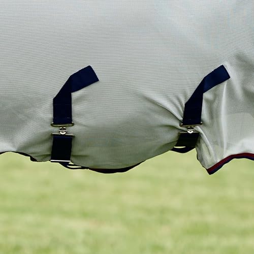 WeatherBeeta ComFiTec Airflow Fly Sheet Detach-A-Neck, Grey/Navy/Burgundy, 63" - size: 63"