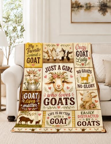 Goat Gifts for Women,Goat Blanket for Girls, Just A Girl Who Loves Goats | Christmas Birthday Gifts for Girls Animal Lovers Goat Lovers, Lightweight Soft Blanket, 50*60 - color: Goat