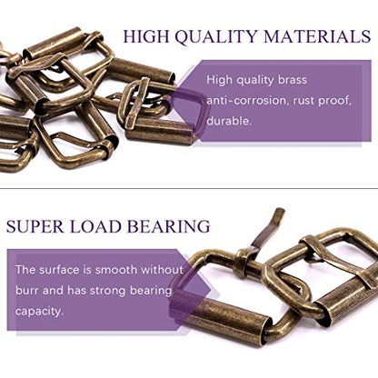 Swpeet 60Pcs 1 Inch / 25mm Heavy Duty Metal Ring Buckle Webbing Belts - color: Bronze, style: Metal Roller Buckles