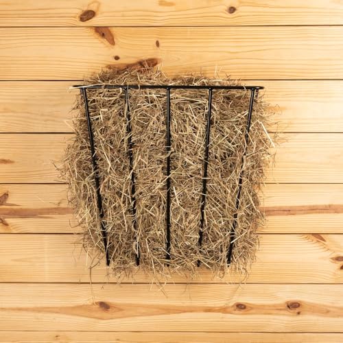 Schneiders Easy-Up Standard Hay Rack for Horses | Heavy-Duty Wall-Mounted Feeder | Holds 2-3 Flakes | Space-Saving Stable & Barn Hay Storage | Color Black