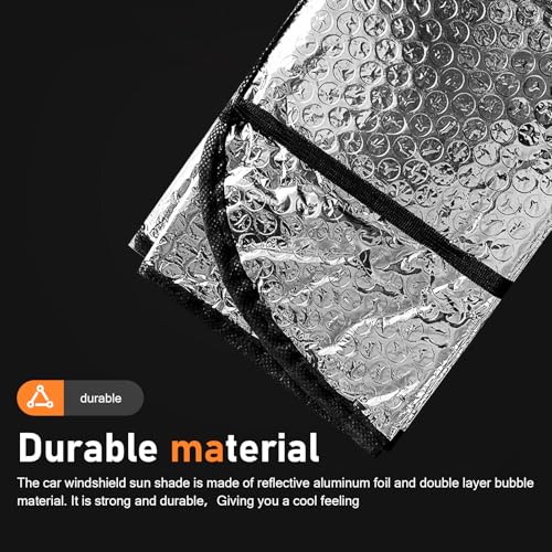 Universal Windshield Sun Shade, Reflective Sun & Heat Protection Shield Blackout Double-Sided Privacy Curtain with Top Opening, Adsorption-Type Cover for Car Truck SUV (Silver)