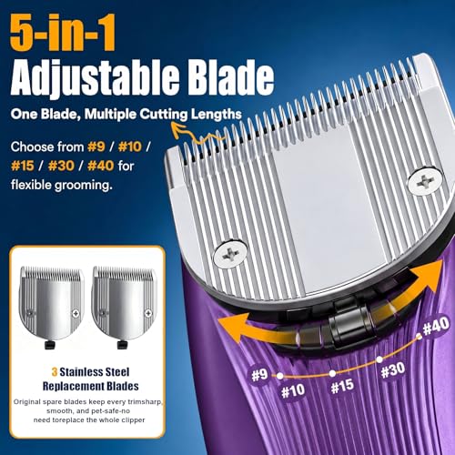Professional Dog Grooming Clippers, Cordless Pet Hair Clipper - color: Purple