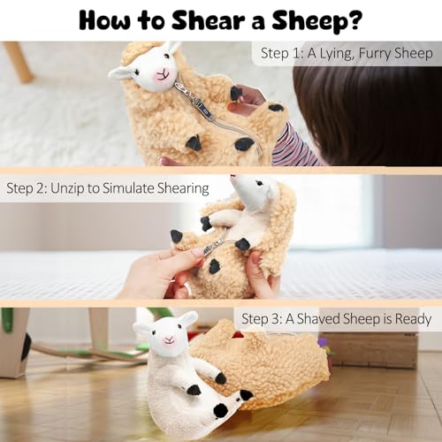 Cute Shaved Sheep Stuffed Animal, Kawaii Lamb Plushie Toy for Teen Kid Girl - color: Lightyellow