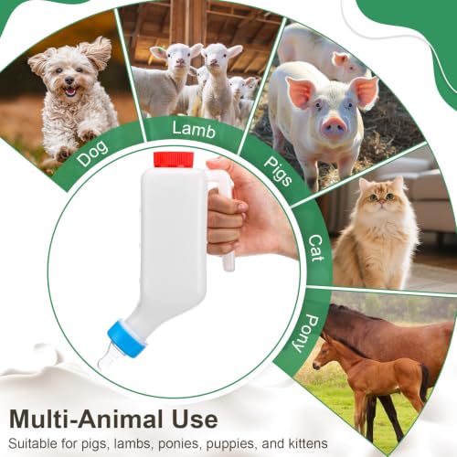 4 Sets Lamb Goat Feeding Bottles with Silicone Nipples, Thickened Heavy Duty Upside Down Hanging with Measurement Marks, Livestock Nursing Bottle for Lamb Goat Fawn Puppies Farm Use (1000ml) - size: 1 Count (Pack of 4)