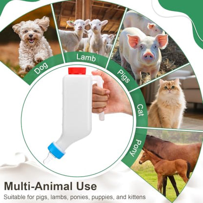 4 Sets Lamb Goat Feeding Bottles with Silicone Nipples, Thickened Heavy Duty Upside Down Hanging with Measurement Marks, Livestock Nursing Bottle for Lamb Goat Fawn Puppies Farm Use (500ml) - size: 500ml
