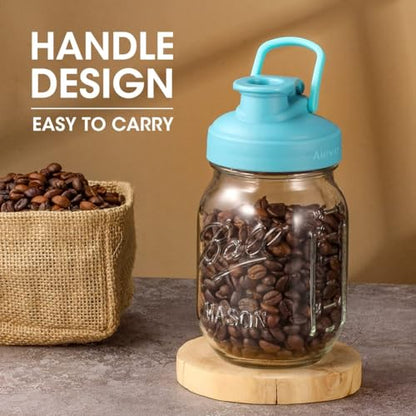AIEVE Mason Jar Pour Spout Lid, 4 Pack Regular Mouth Mason Jar Lids with Flip Top,Reusable and Leak-Proof Plastic Canning Pitcher Lids tor Milk, Coffee, Juice, Lemonade,Colorful(Jars not Included) - size: 4 Pcs Regular Mouth Lids