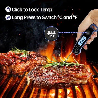 Lonicera Instant-Read Meat Thermometer, 1-Second, ±0.5°F Accuracy, Blue - color: BLUE