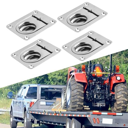 Flush Mount D-Rings, Recessed Tie Down Anchors, For Cargo In Boats Trailers Trucks Flatbeds, Industrial Fasteners Crafted For Reliable Load Security