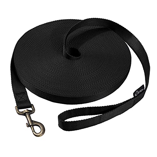 HIKISS Long Dog Leash Obedience Recall Training Agility Lead with Thickening Material for Large Dog - 15ft 20ft 30ft 50ft 100ft Training Leash(Black 15ft) - color: T1:Large Dog Thicken black, size: 15 Feet
