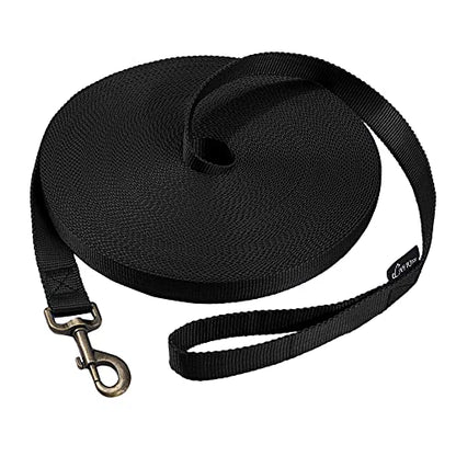 HIKISS Long Dog Leash Obedience Recall Training Agility Lead with Thickening Material for Large Dog - 15ft 20ft 30ft 50ft 100ft Training Leash(Black 15ft) - color: T1:Large Dog Thicken black, size: 15 Feet