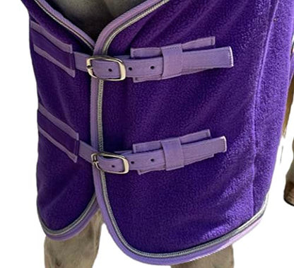 Majestic Ally Anti Pill Fleece Horse Blanket/Sheet with Silver Braided Rope (Purple, 70) - color: Purple, size: 70