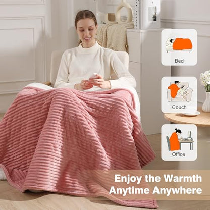 Pink Heated Blanket Full Size Electric Blanket Full 72X84 Machine Washable - color: Dusty Rose, size: Full(72"x84")