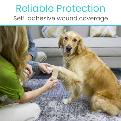 Vive Care Self Adhesive Bandage Wrap (12 Rolls) Cohesive Extra Sticking Stretch Wound Wraps - Elastic Athletic Tape for First Aid, Injuries & Sports, Arm, Leg, Ankle, Wrist, Fingers, 2" x 5yd Roll