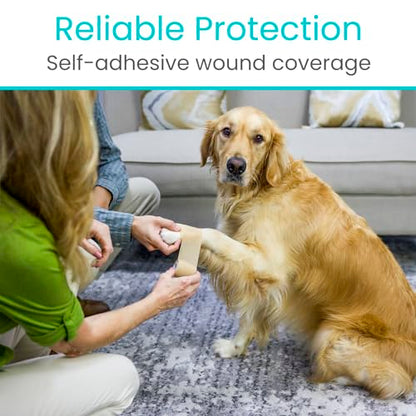 Vive Care Self Adhesive Bandage Wrap (12 Rolls) Cohesive Extra Sticking Stretch Wound Wraps - Elastic Athletic Tape for First Aid, Injuries & Sports, Arm, Leg, Ankle, Wrist, Fingers, 2" x 5yd Roll