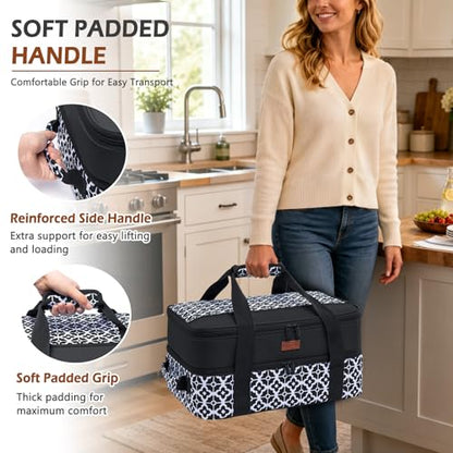 BAGSPRITE Double-Layer Insulated Casserole Carrier for 9" x 13" Baking Dish - color: Black