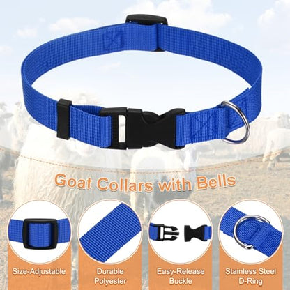 M METERXITY 3-Pack Goat Collars with Bells Polyester Black/Dark Blue/Blue - color: Black, Dark Blue, Blue