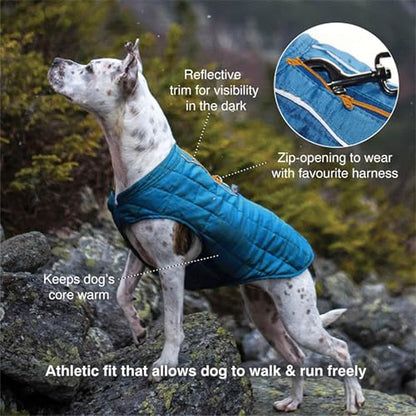 Kurgo Loft Dog Jacket, Ink Blue, Extra Small - color: Ink Blue/Seaglass, size: Extra Small