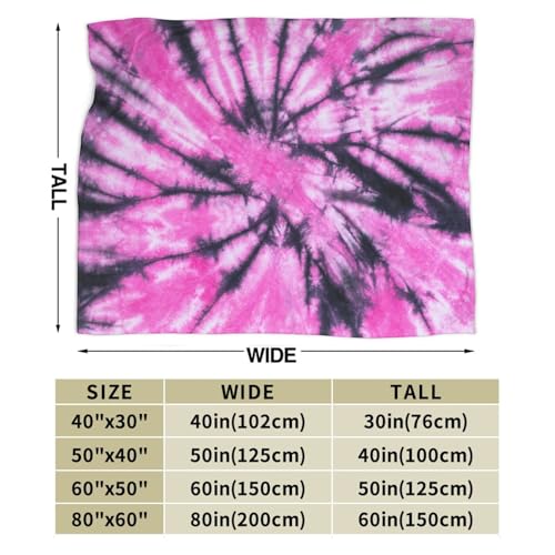 Pink and Black Tie Dye Fleece Blanket Lightweight Ultra-Soft Throw Blanket for Sofa Couch Bed Camping Travel - Super Soft Cozy Microfiber Blanket 80"X60" - color: Tie Dye, size: 80"x60"