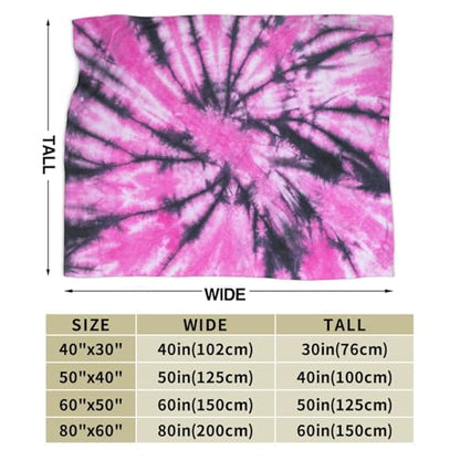 Pink and Black Tie Dye Fleece Blanket Lightweight Ultra-Soft Throw Blanket for Sofa Couch Bed Camping Travel - Super Soft Cozy Microfiber Blanket 80"X60" - color: Tie Dye, size: 80"x60"