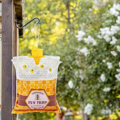 6 Fly Traps Outdoor, Big Fly Bag with Bait Disposable Hanging, Fly Hunter Repellent Control Catcher Killer, Ranch Stable Horse Farm Fly Trap for Barn, Farm, Mosquito, Bug, 6Pack-A2