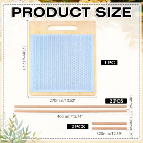 WADORN Wool Blending Board Carding Brush Set, Wool Hand Carders with Board and 4Pcs 2 Sizes Wooden Craft Sticks for Professional Blending and Finishing Yarn Fibers DIY Felt Needle Art Craft Projects