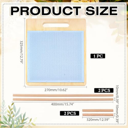 WADORN Wool Blending Board Carding Brush Set, Wool Hand Carders with Board and 4Pcs 2 Sizes Wooden Craft Sticks for Professional Blending and Finishing Yarn Fibers DIY Felt Needle Art Craft Projects