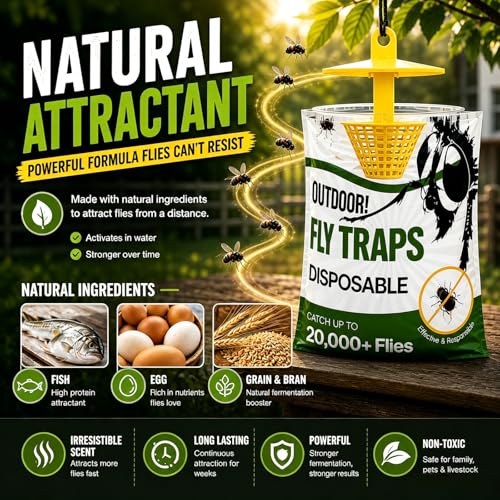 Fly Traps Outdoor 9 Pack Water Activated Disposable Fly Trap
