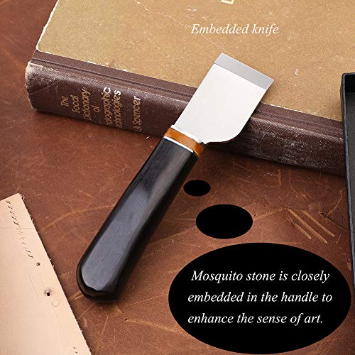 Leather Cutting Knife, Leather Skiving Knife with Wooden Handle | Leatherworking Craft Cutting Hand Tool Exquisite Package for DIY Leathercraft