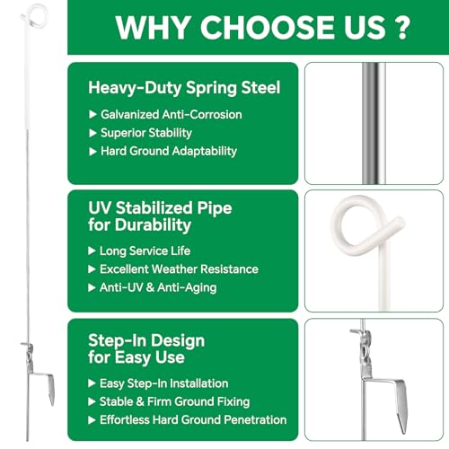 30Pcs 41" Systems Pig Tail Step-in Electric Fence Post for Livestock, White - color: White