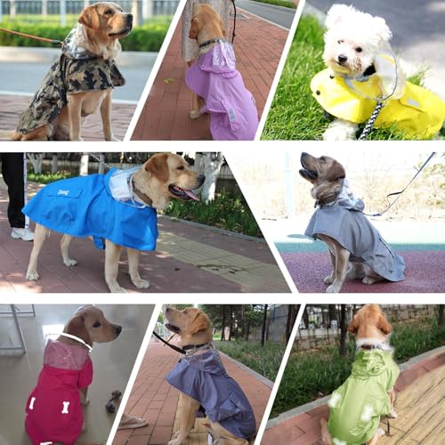 Waterproof Dog Raincoat, Adjustable Reflective Lightweight Pet Rain Clothes with Poncho Hood(X-Small, Blue&Grey) - color: Blue&Grey, size: X-Small(4-9lb)