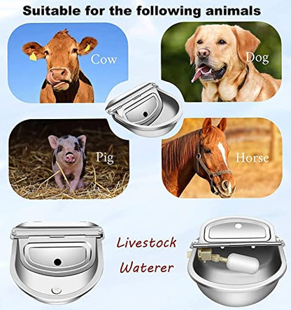 Automatic Livestock Waterer Bowl, 304 Stainless Steel Water Dispenser