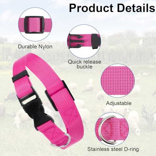 MAQUITA 12 Pack Goat Collars with Bells - Adjustable Nylon Collar Set with Antique Copper Bells for Sheep, Lambs, Small Farm Animals (4 Colors)