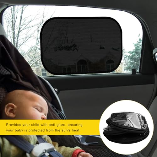 2 PCS Car Window Shade, 21"x14" Static Cling Automotive Side Window Screen Sun Shade Blocker, Removable Car Sunshade Cover Protect Your Child from Sun Glare Heat UV Rays (Black) - color: Black