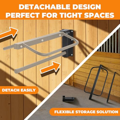 Sidasu 2 Pack Thickened Saddle Rack, Wall Mounted Saddle Stand with Pad Bar | Heavy Duty Steel Construction,Detachable Design,Fits Western & English Style Saddles,Ideal for Barns Stables Garages - size: 2 Pack