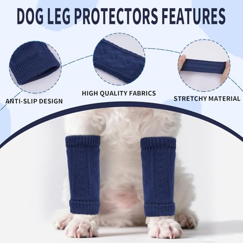 ROZKITCH 4 PCS Cat Leg Sleeve to Help Reducing Licking Scratching Elbow - color: Blue, size: S-Leg Girth: 2.04in
