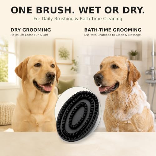 Rubber Curry Comb for Horses, Dogs & Cats, Pet Bath Brush with Hand Strap - color: Black Rubber Curry Comb