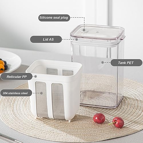 Greek Yogurt Strainer Large Capacity, Yogurt Maker with Stainless Steel Mesh Filter, Whey Separator for Thick Creamy Yogurt, Cheese, Labneh & Kefir, BPA-Free Food Grade Container