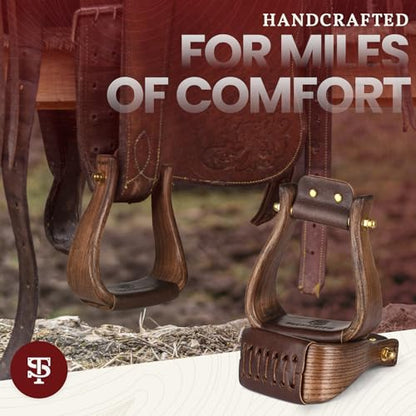 Trailmaster Wooden Western Horse Stirrups, 3 Inch Tread