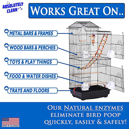 Absolutely Clean Amazing Bird Cage Cleaner and Deodorizer - Just Spray/Wipe - Safely & Easily Removes Bird Messes Quickly and Easily - USA Made - Fragrance Free (4X Concentrate - 16oz Makes 64oz) - style: 16 Fl Oz Concentrate (Makes 64oz)