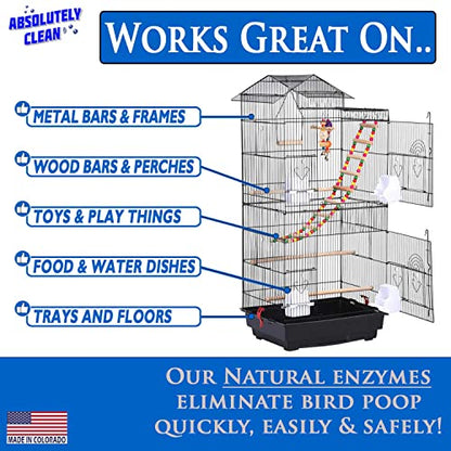 Absolutely Clean Amazing Bird Cage Cleaner and Deodorizer - Just Spray/Wipe - Safely & Easily Removes Bird Messes Quickly and Easily - Made in the US - Fragrance Free (32oz 2pack) - style: 32 Fl Oz (Pack of 2)