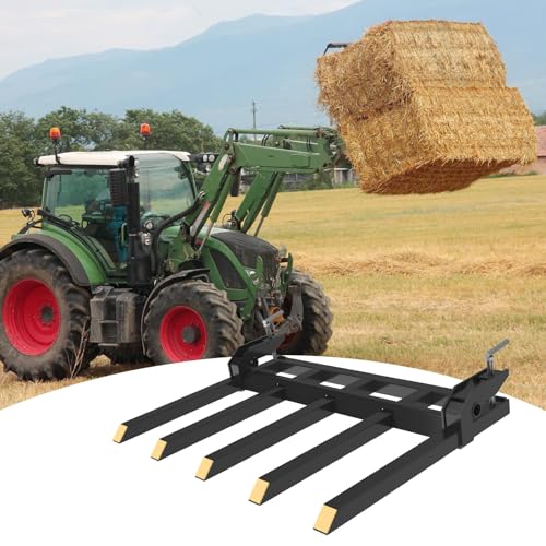 48" Clamp On Debris Forks, 2500 lbs Capacity Heavy Duty Clamp On Pallet Forks Bucket Attachments for Loader Bucket Skidsteer Tractor, Clean Debris, Yard Waste