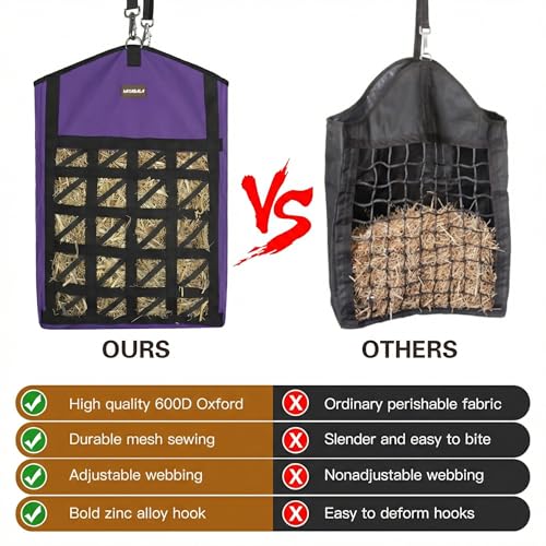 Ultra Slow Feed Horse Hay Bag Net Front, 3Pack (1 Black +2 Purple) - color: 1 Black+2 Purple